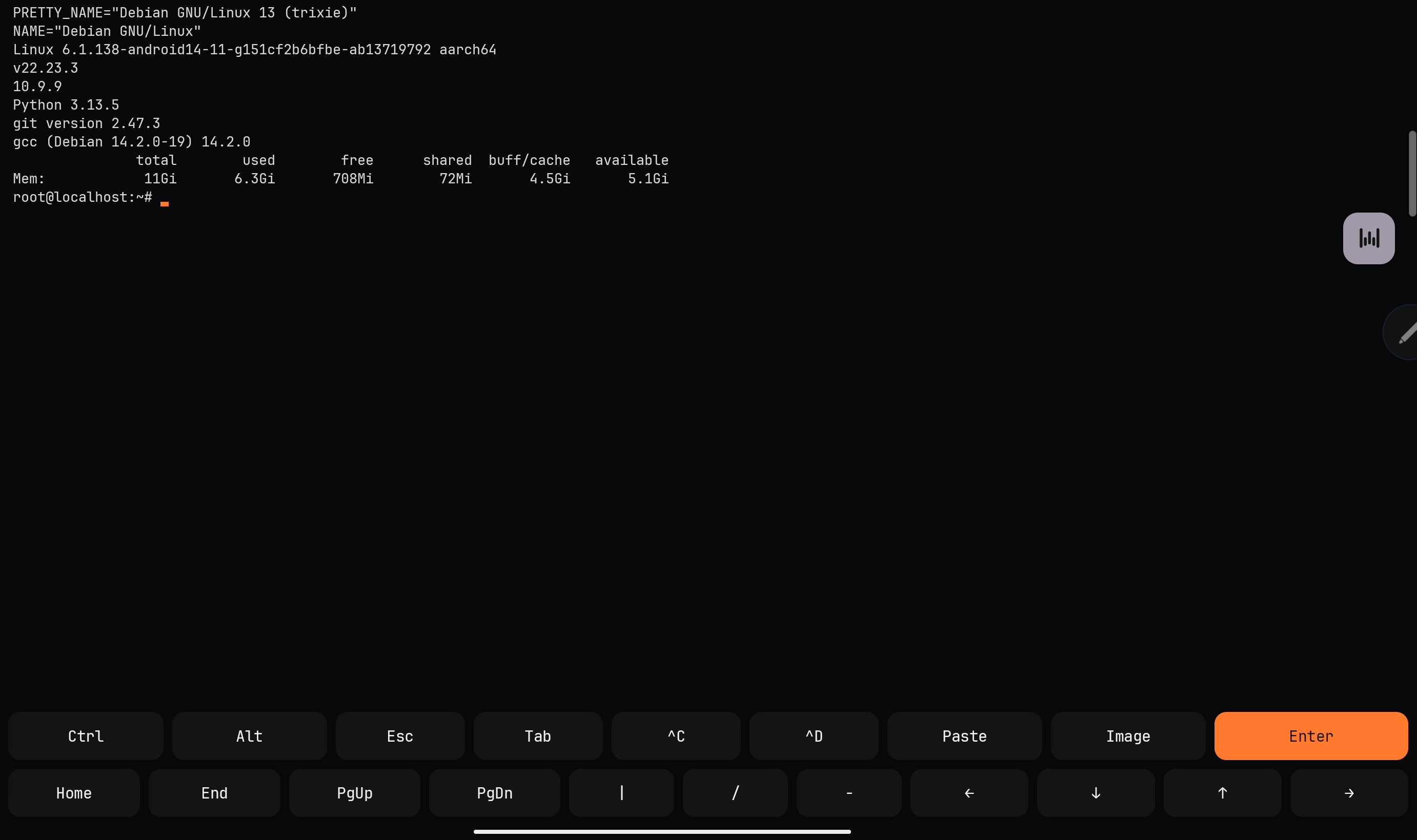The terminal with the key row